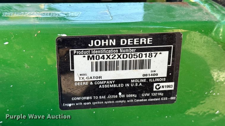 image for item EU5308 John Deere TX Gator 4X2 utility vehicle