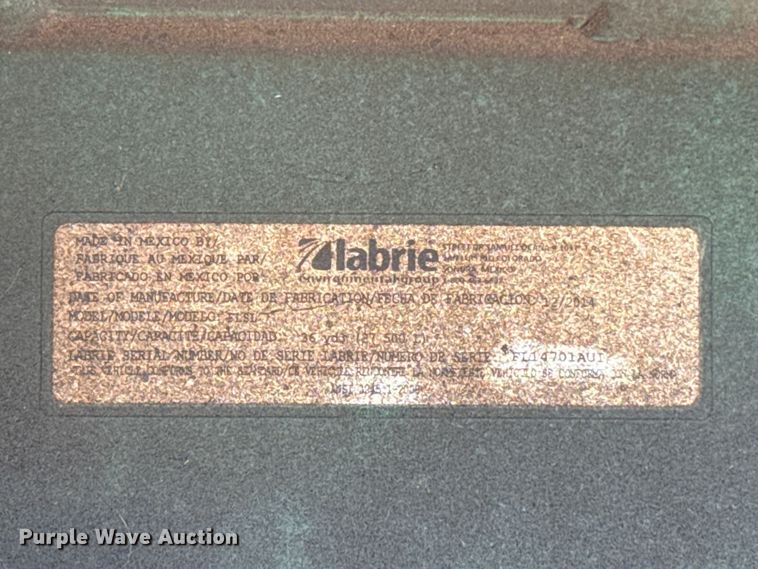 image for item EU5321 2015 Peterbilt 320 refuse truck