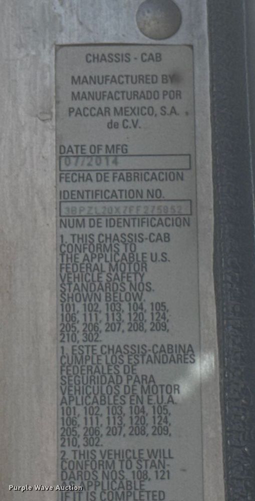 image for item EU5321 2015 Peterbilt 320 refuse truck