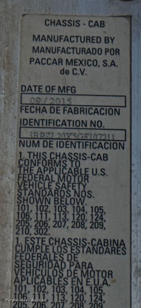 image for item EU5322 2016 Peterbilt 320 refuse truck