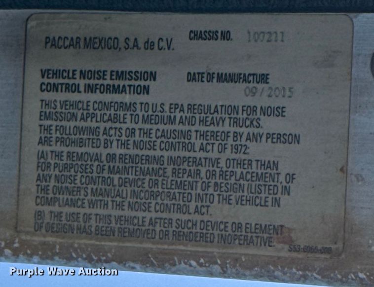 image for item EU5322 2016 Peterbilt 320 refuse truck