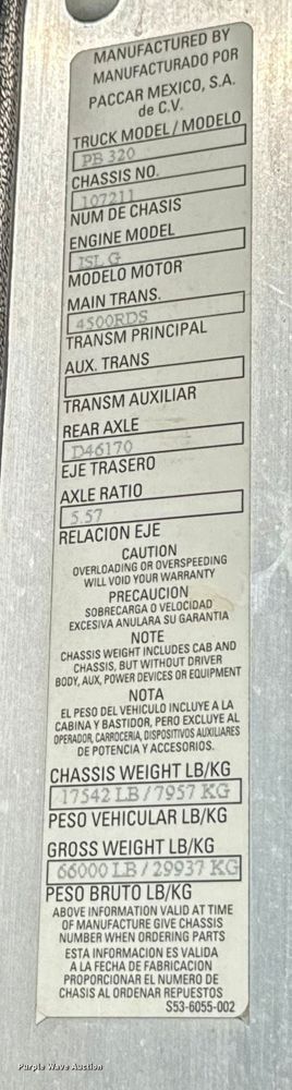 image for item EU5322 2016 Peterbilt 320 refuse truck