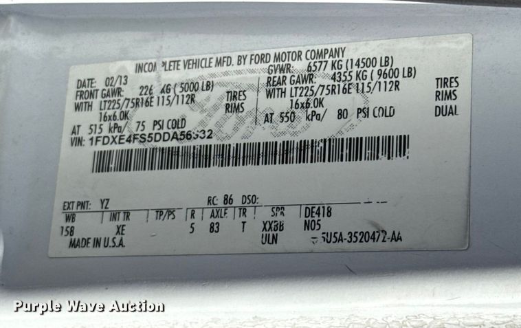 image for item EU5325 2013 Ford E450 Super Duty shuttle bus