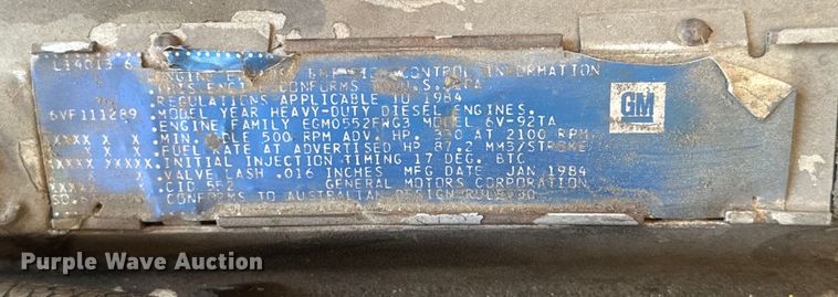 image for item EU5359 1984 Detroit Diesel 6V-92TA engine