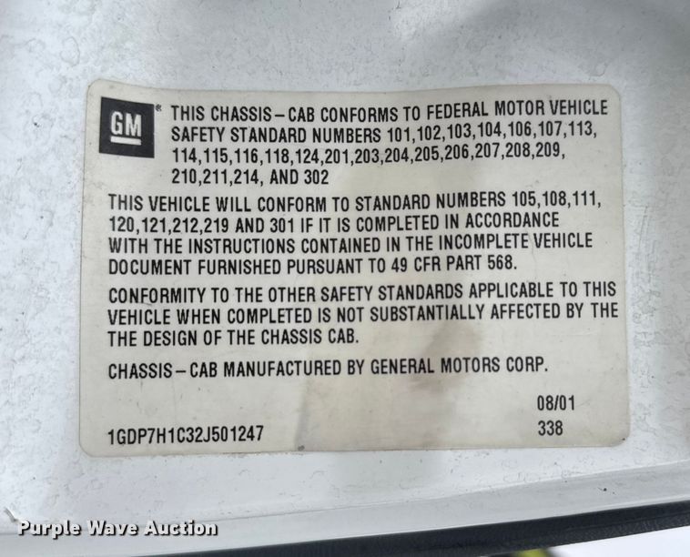 image for item EU6249 2002 GMC C8500 fire truck