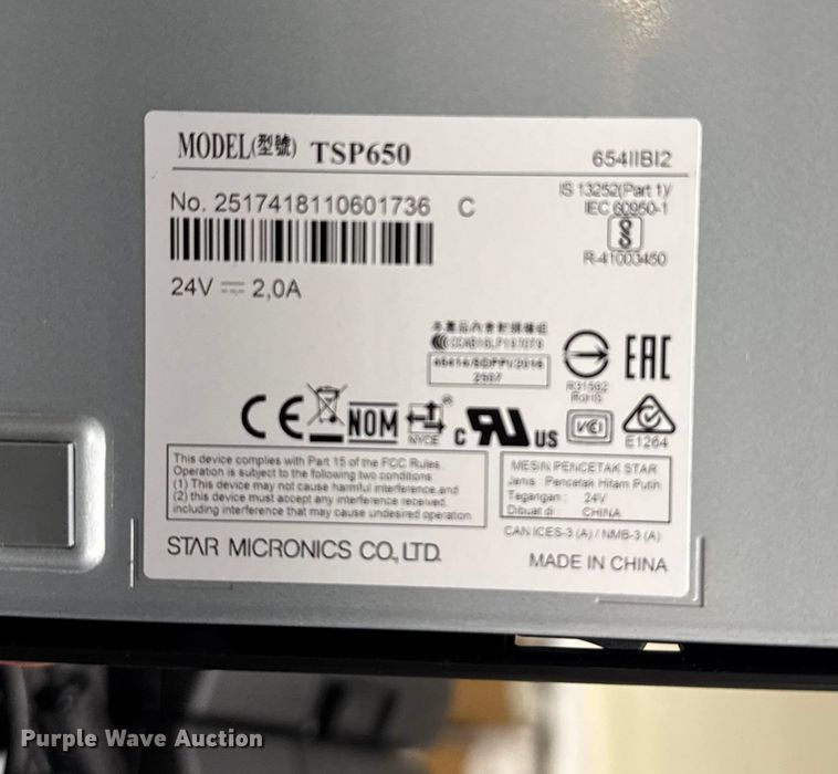 image for item EU6260 (26) Star TSP 650ii printers