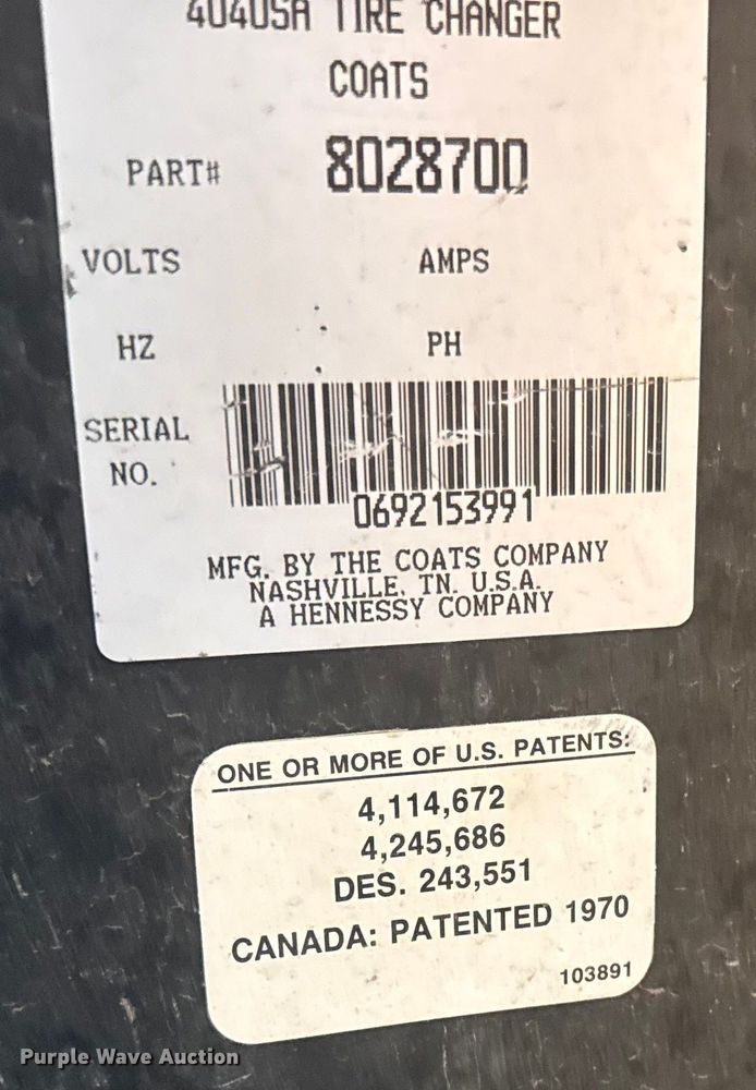 image for item EU6297 (2) Coats tire machines