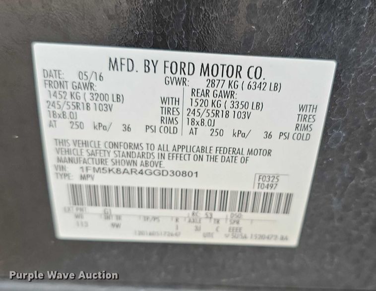 image for item FI0623 2016 Ford Explorer Police Interceptor SUV