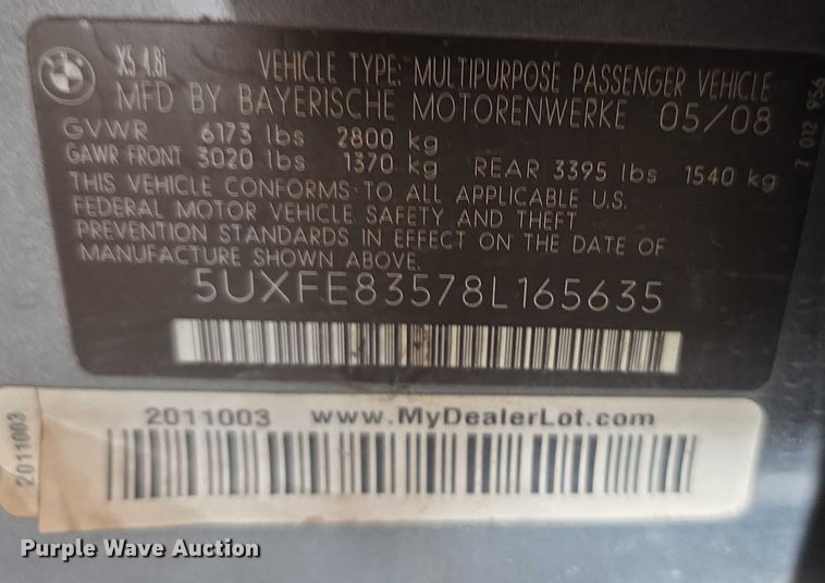 image for item FI0628 2008 BMW X5 SUV