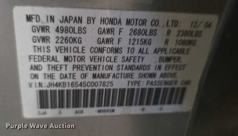 image for item FI0629 2005 Acura RL 