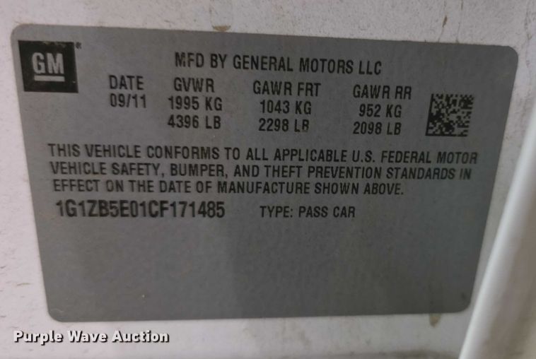 image for item FI0631 2012 Chevrolet Malibu 