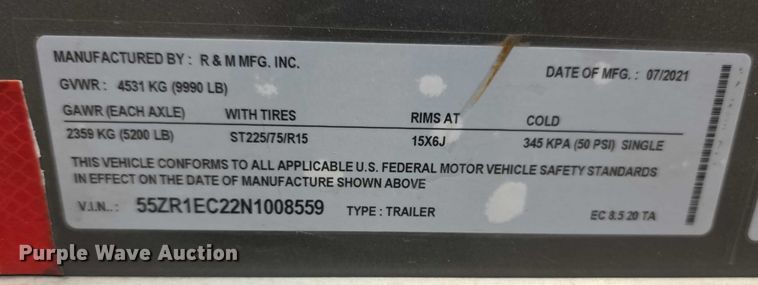 image for item FI0634 2022 R&M EC8.520TA enclosed cargo trailer