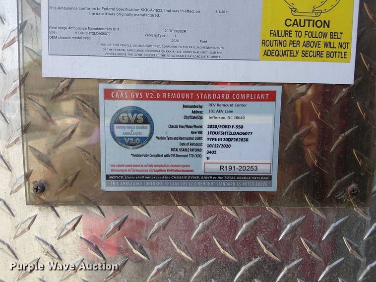 image for item FK0505 2020 Ford F550 Super Duty XLT ambulance