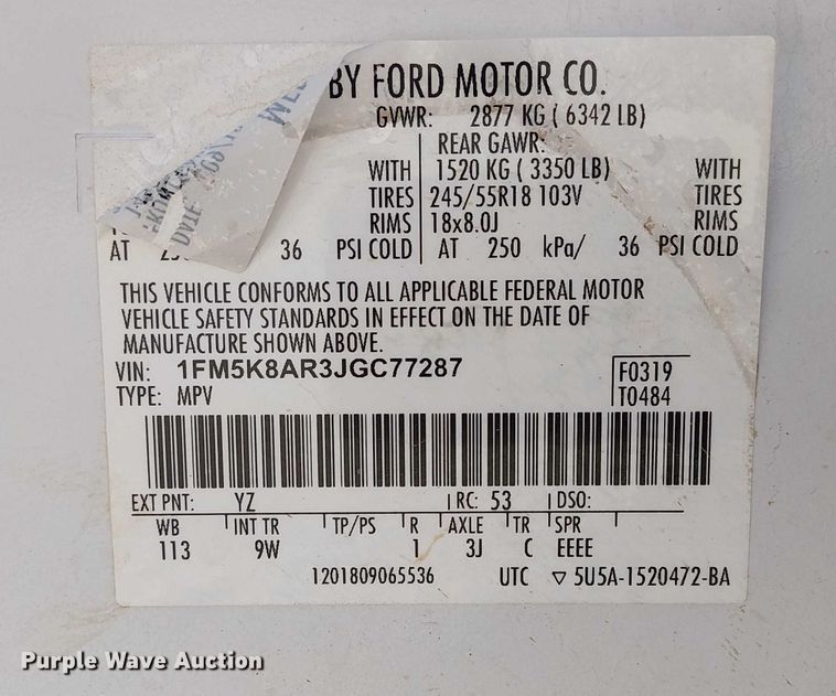 image for item FK0512 2018 Ford Explorer Police Interceptor SUV