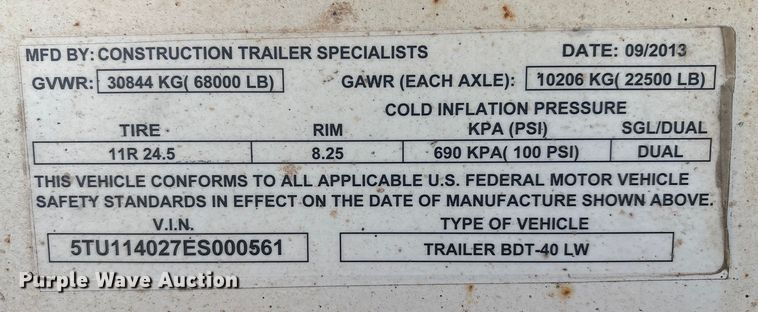 image for item IE9194 2014 CTS BDT-40 LW bottom dump trailer