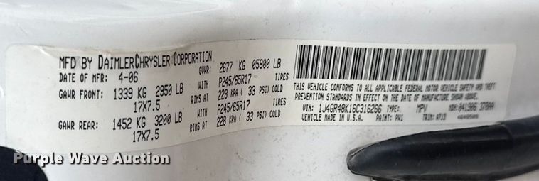 image for item NA9803 2006 Jeep Grand Cherokee Laredo SUV