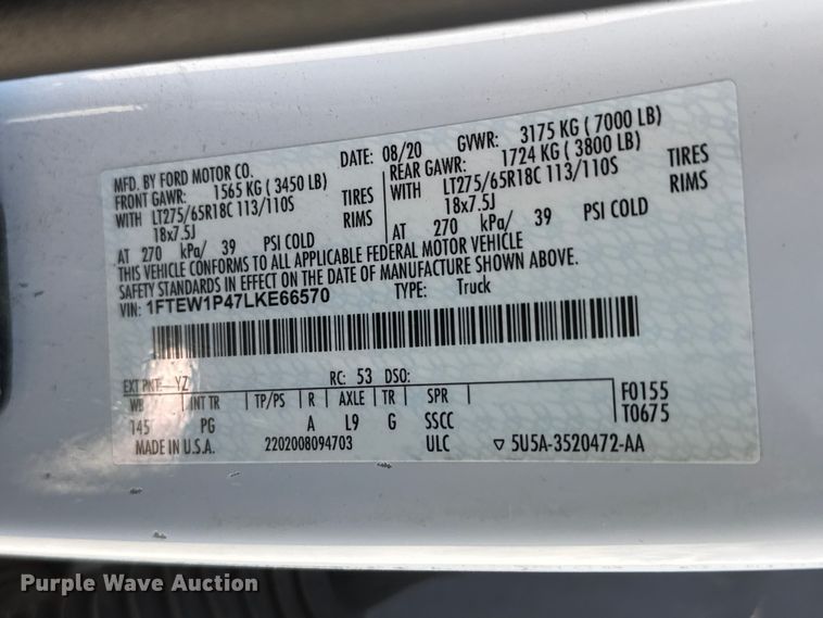 image for item NA9828 2020 Ford F150 XL Police Responder Crew Cab pickup truck