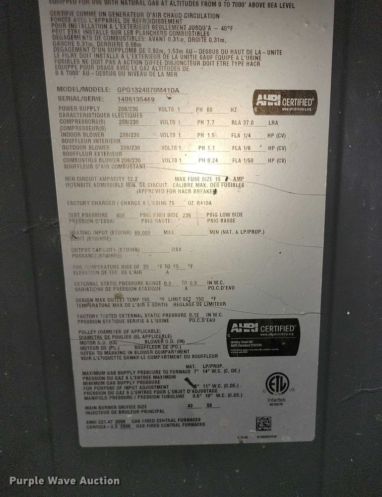 image for item NO9755 Goodman GPG1324070M41DA furnace