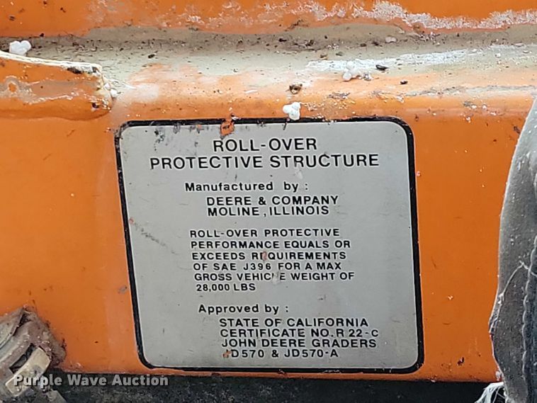 image for item NO9757 1978 John Deere 570A motor grader