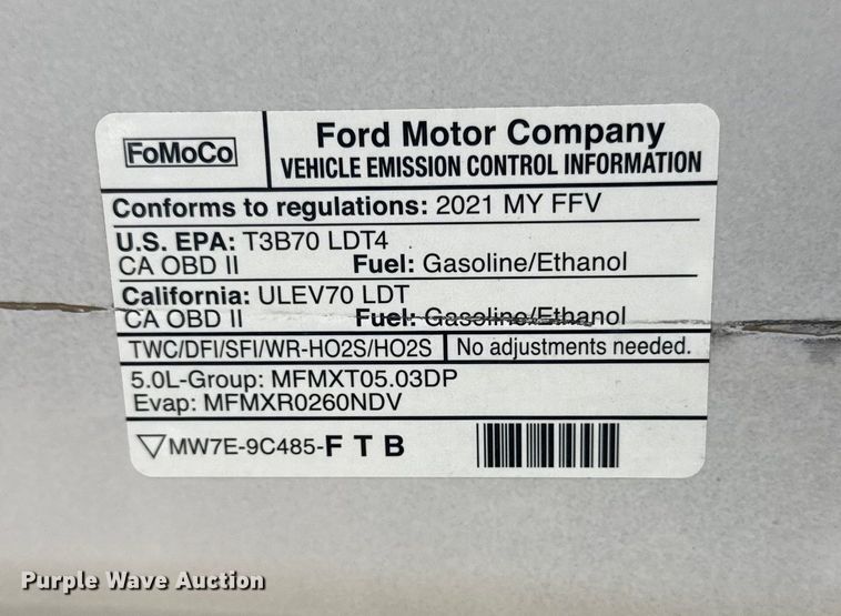 image for item DJ7989 2021 Ford F-150 SuperCrew pickup truck