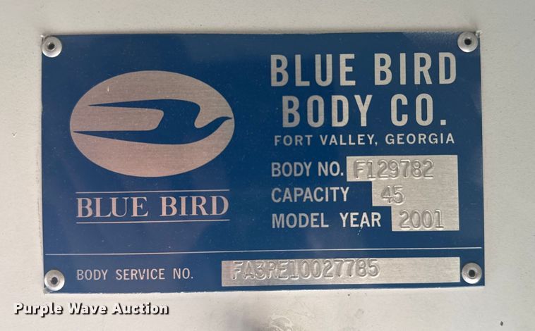 image for item DJ7992 2001 Blue Bird All American school bus
