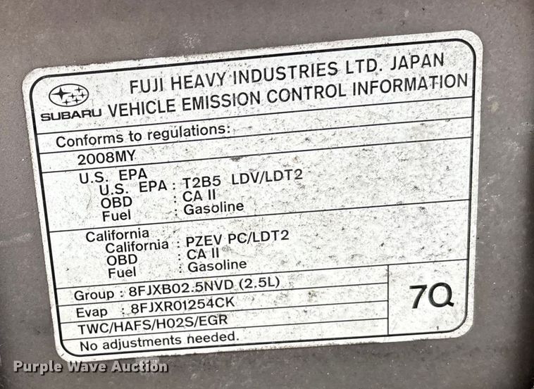 image for item DK0061 2008 Subaru Legacy 