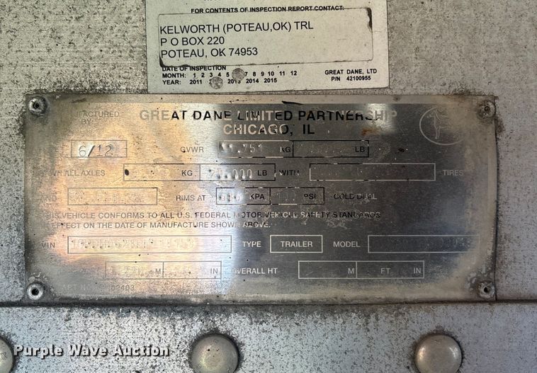 image for item DK0111 2013 Great Dane FXP002400048 flatbed trailer