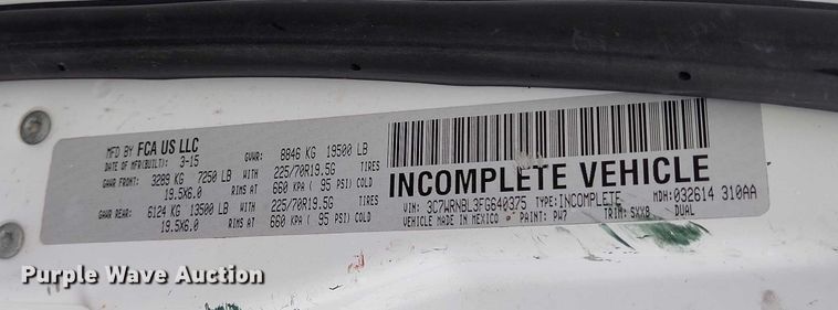 image for item DP5051 2015 RAM 5500 bucket truck