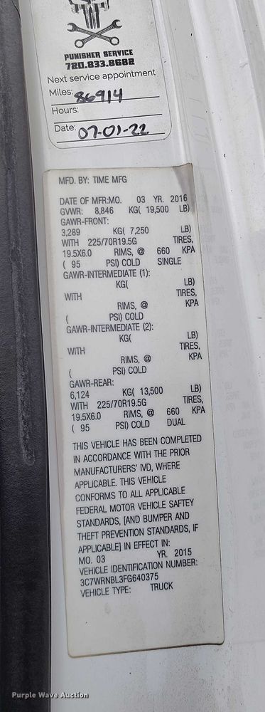 image for item DP5051 2015 RAM 5500 bucket truck