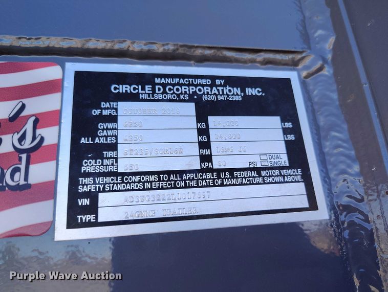 image for item DP5093 2020 Circle D 24 GNMP equipment trailer