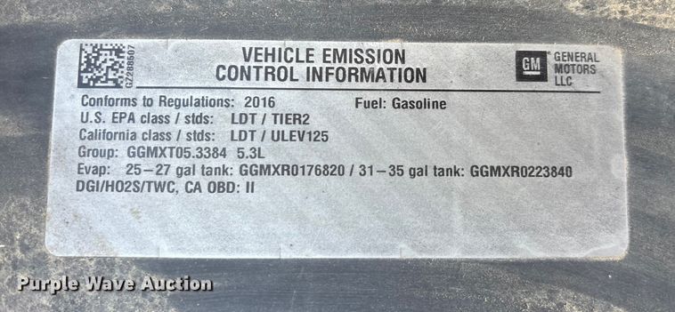 image for item DU1371 2016 Chevrolet  Silverado 1500 pickup truck