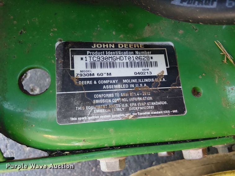 image for item DU3737 2013 John Deere Z930M ZTR lawn mower