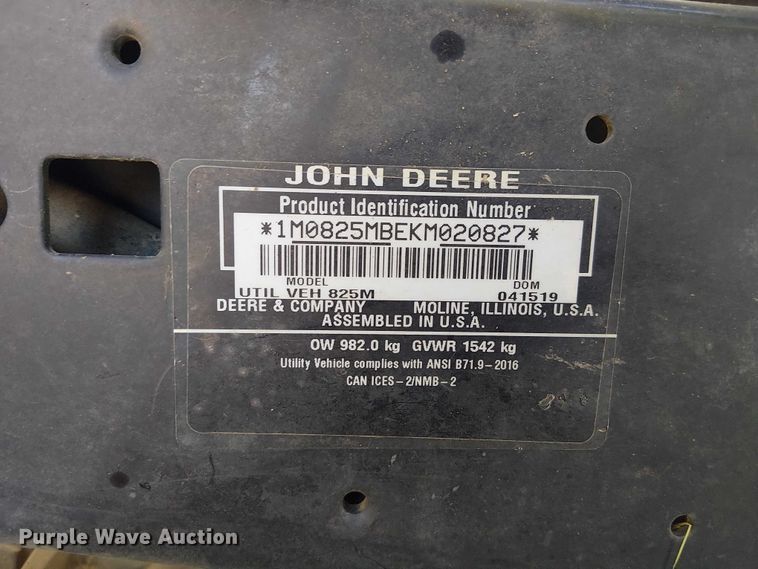 image for item DU3739 2019 John Deere Gator XUV 825M S4 utility vehicle