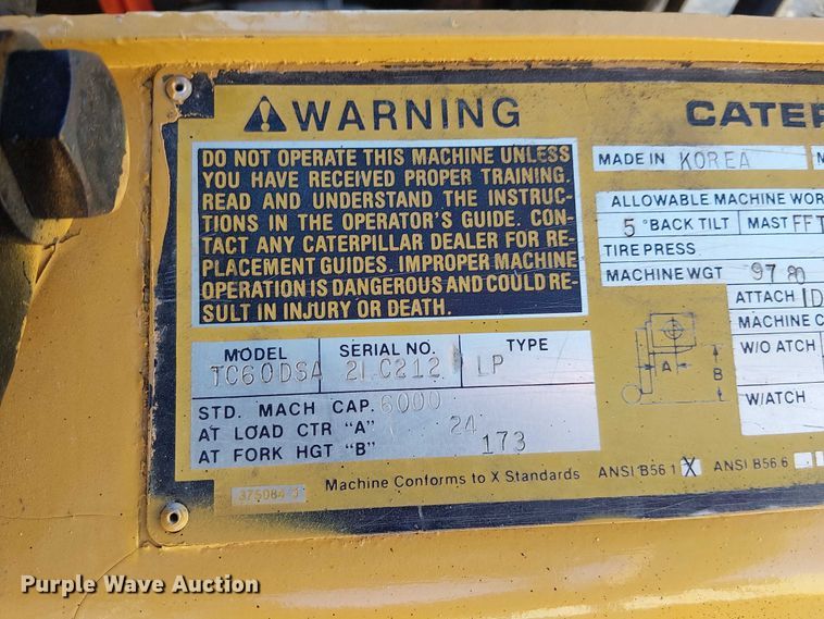 image for item DU3742 Caterpillar TC60DSA forklift