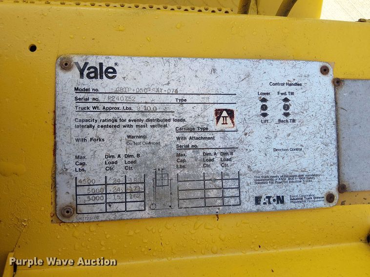 image for item DU3743 Yale G81P-050-SAT-074  forklift