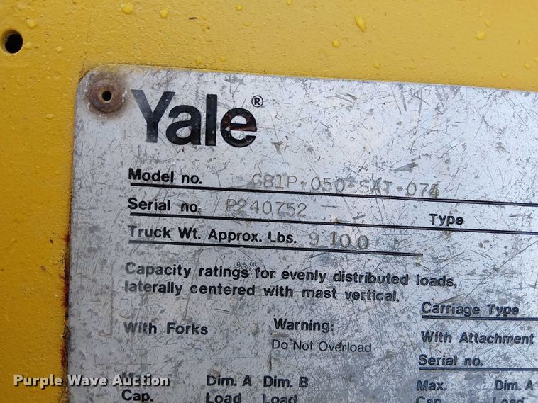 image for item DU3743 Yale G81P-050-SAT-074  forklift