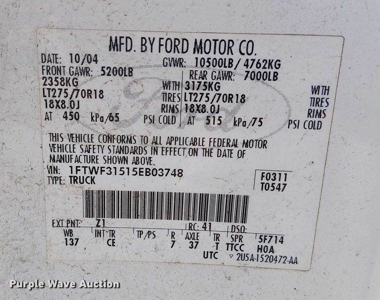 image for item DU3746 2005 Ford F350 flatbed pickup truck