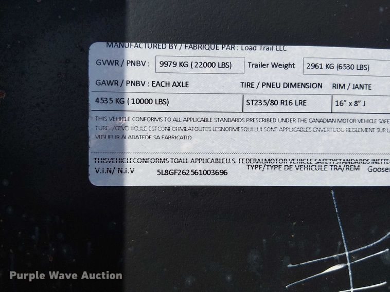 image for item DU3749 2006 Load-Max equipment trailer