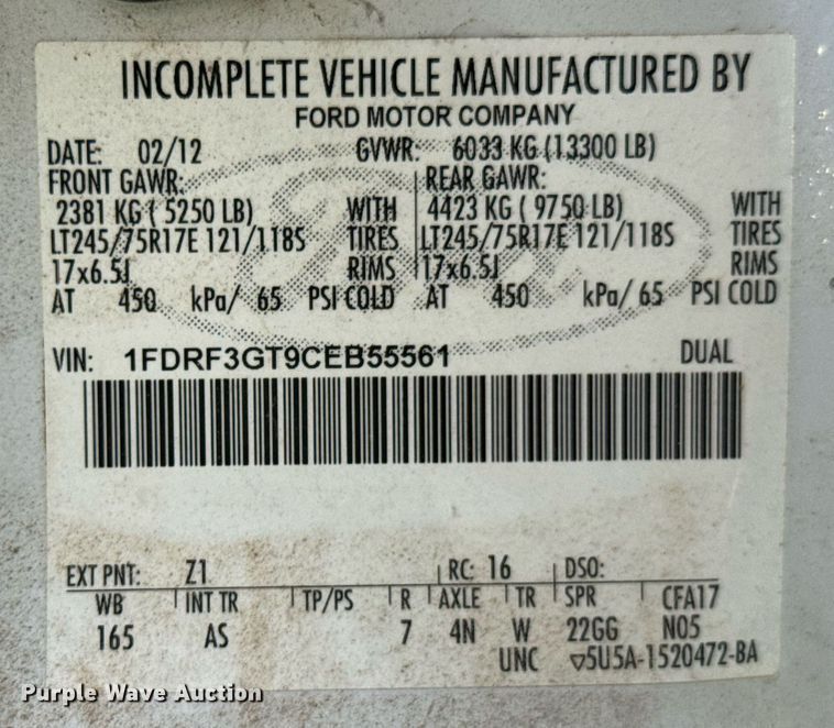 image for item DU9340 2012 Ford F350 Super Duty utility bed pickup truck