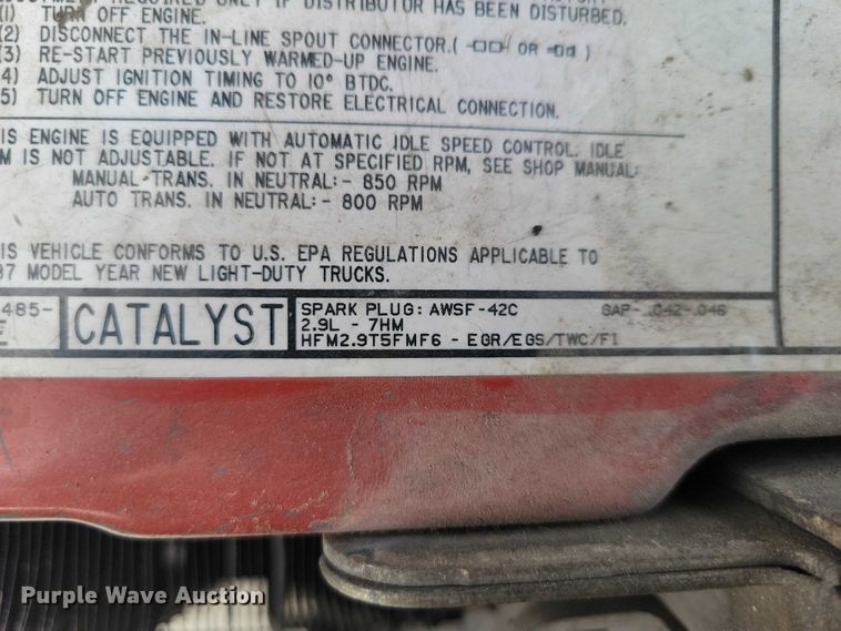 image for item DX6596 1987 Ford Ranger Ext. Cab pickup truck