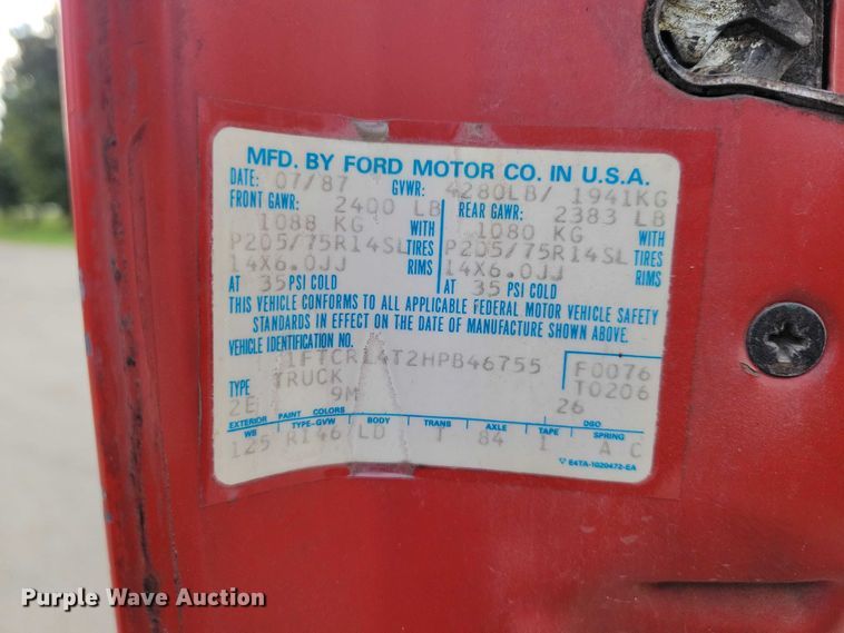 image for item DX6596 1987 Ford Ranger Ext. Cab pickup truck