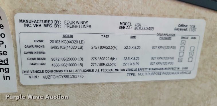 image for item DX6599 2008 Mandalay Lovers Nest RV