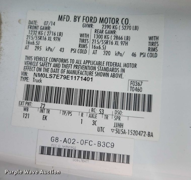 image for item DX6628 2014 Ford Transit Connect van