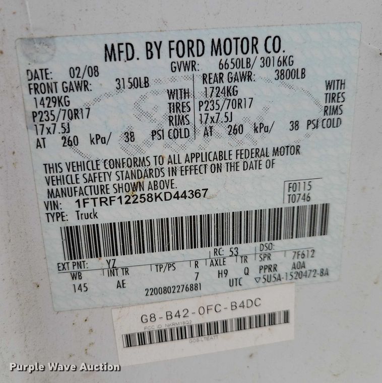 image for item DX6629 2008 Ford F150 pickup truck