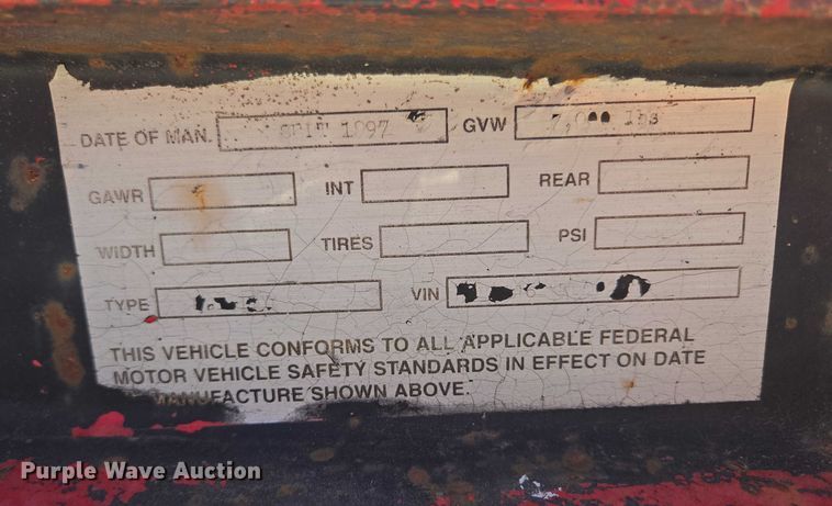 image for item DY1303 1996 HWMC utility trailer