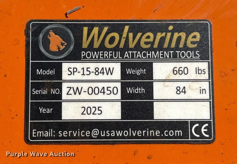 image for item DY8387 2025 Wolverine SP-15-84W skid steer snow pusher