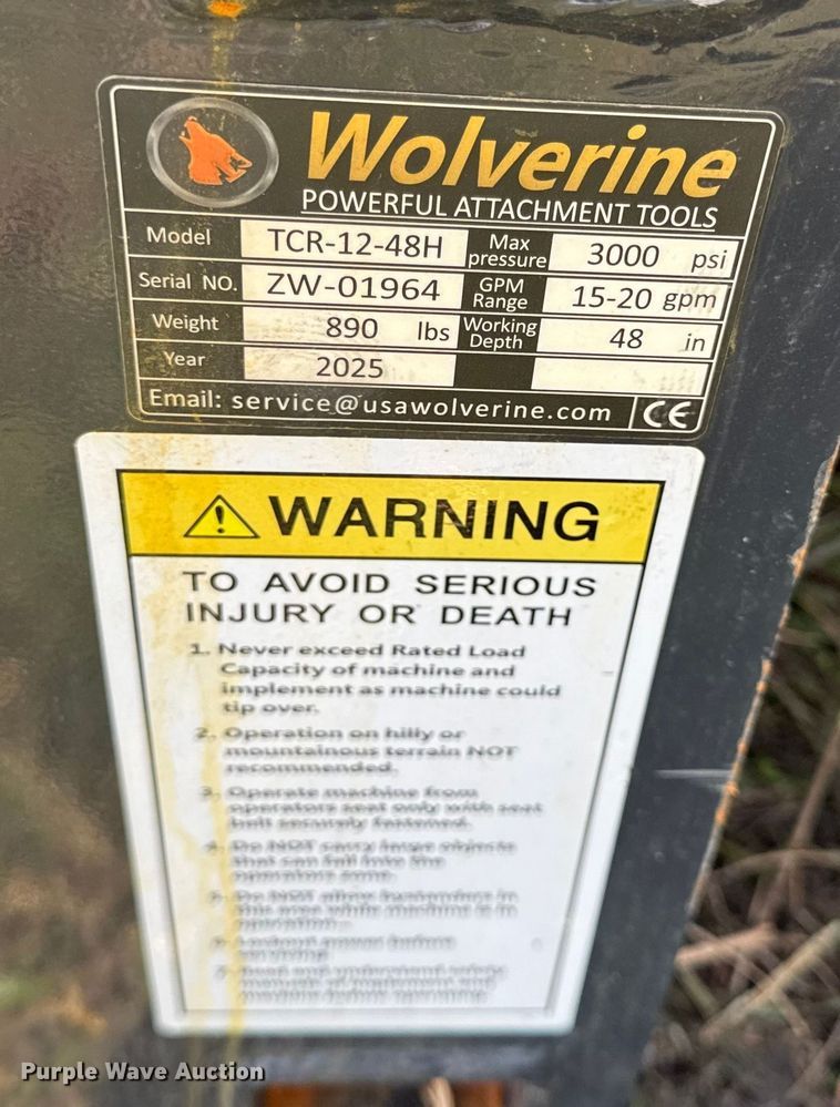 image for item DY8392 2025 Wolverine TCR-12-48H skid steer trencher