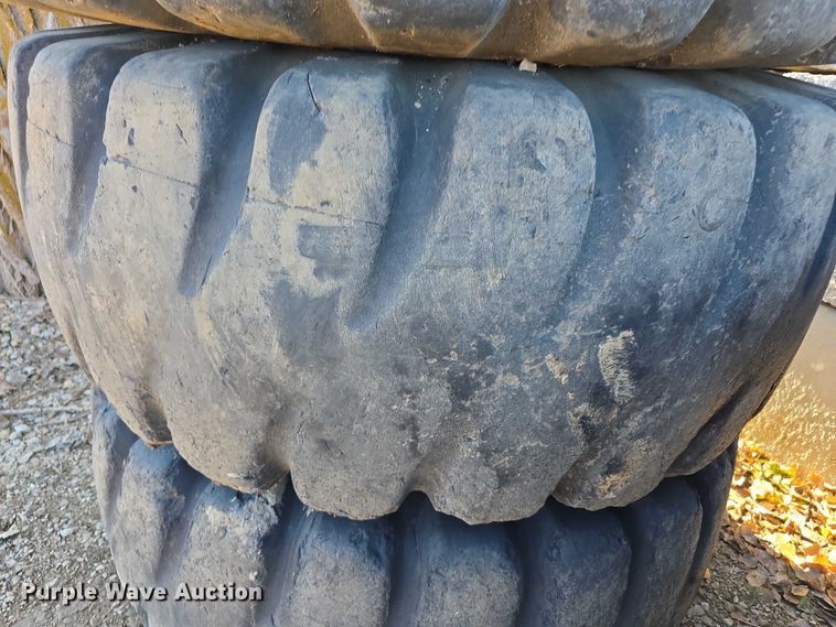 image for item DZ3503 (3) Goodyear 23.5-25 tires and wheels