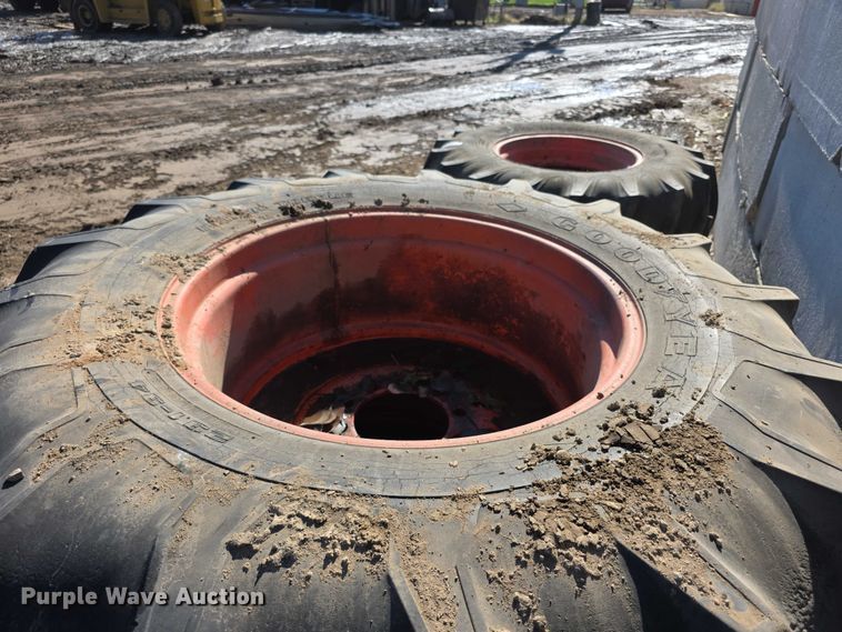 image for item DZ3504 (2) Goodyear 23.1-34 tires and wheels