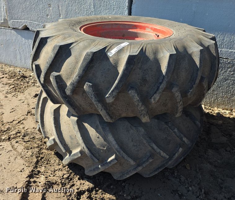 image for item DZ3505 (2) Firestone 18.4-26 tires and wheels